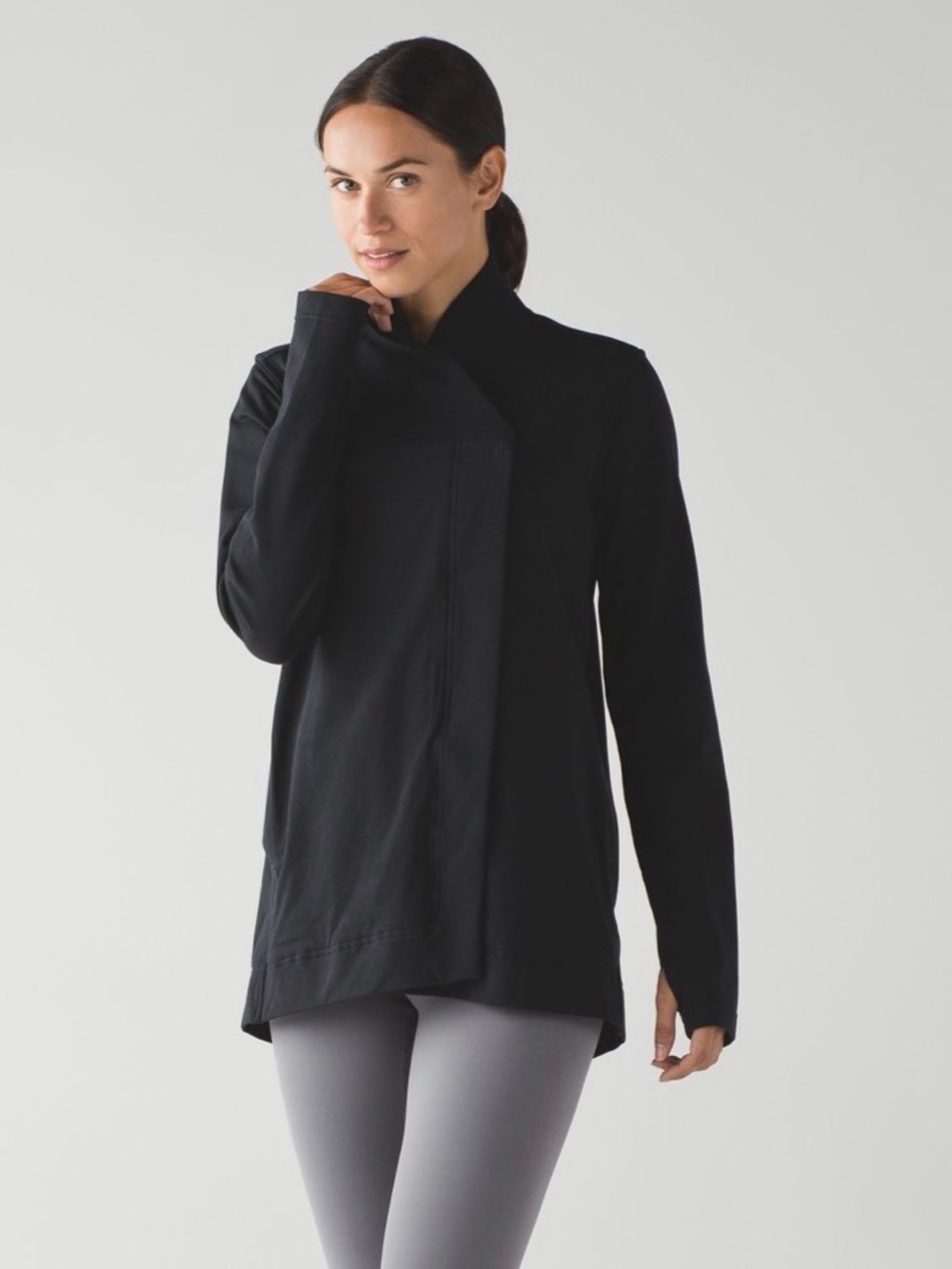 Lululemon Black Belle Wrap Jacket Asymmetrical Snap Button Pockets